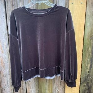 Madewell velvet, gray super soft top, size medium, long sleeve